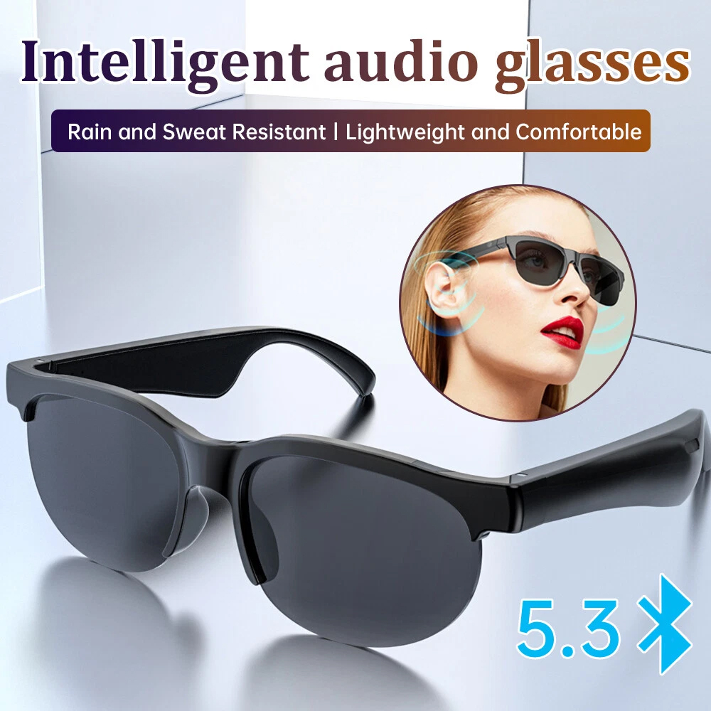 Wireless Bluetooth Headset Glasses with Built-In Mic - Smart Sunglasses for Music and Calls