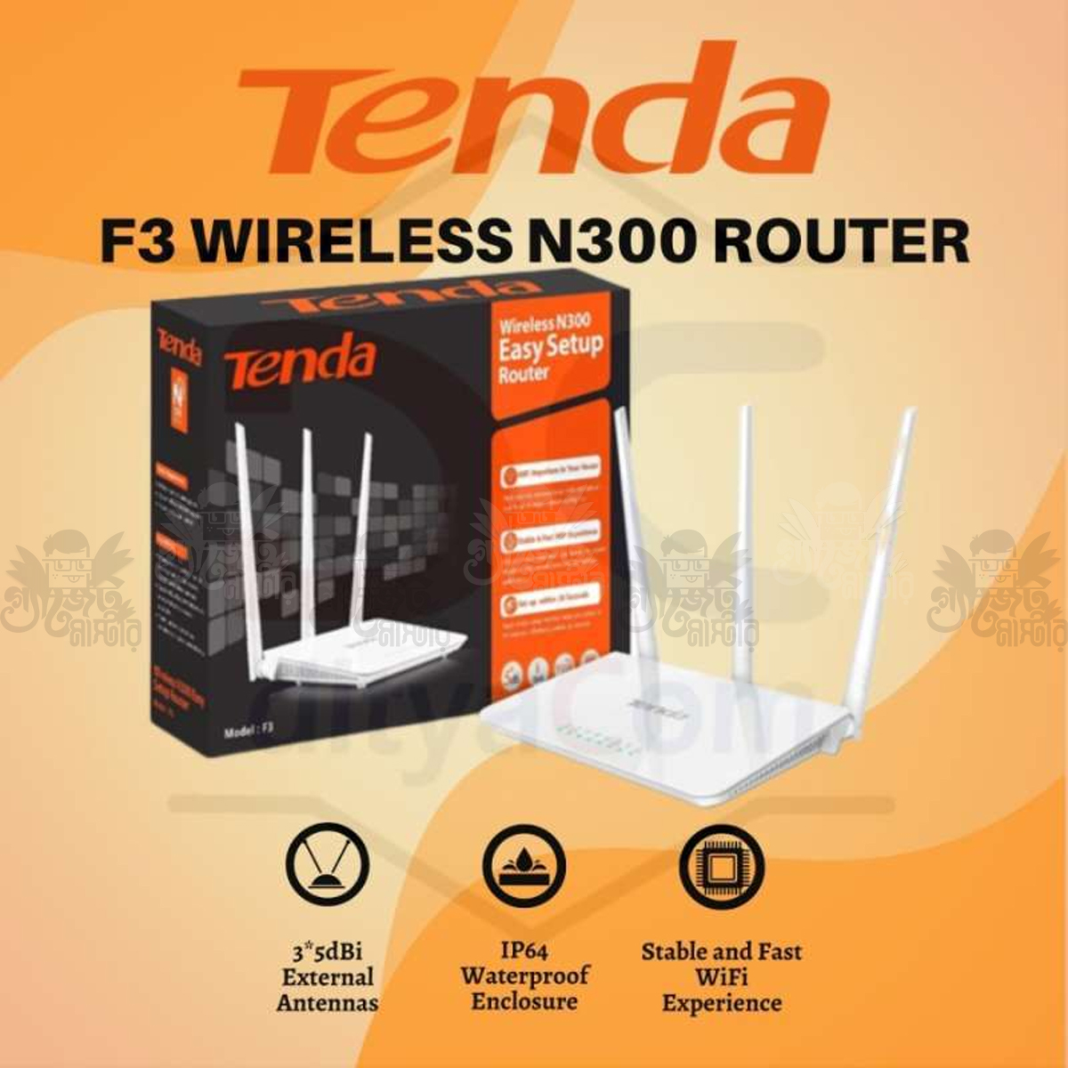 Tenda F3 300MBPS 3 Antenna Wifi Router