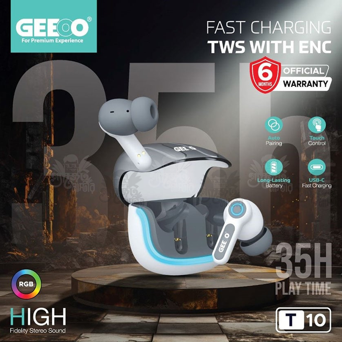 Geeoo T10 Fast Charging TWS with ENC Earbuds