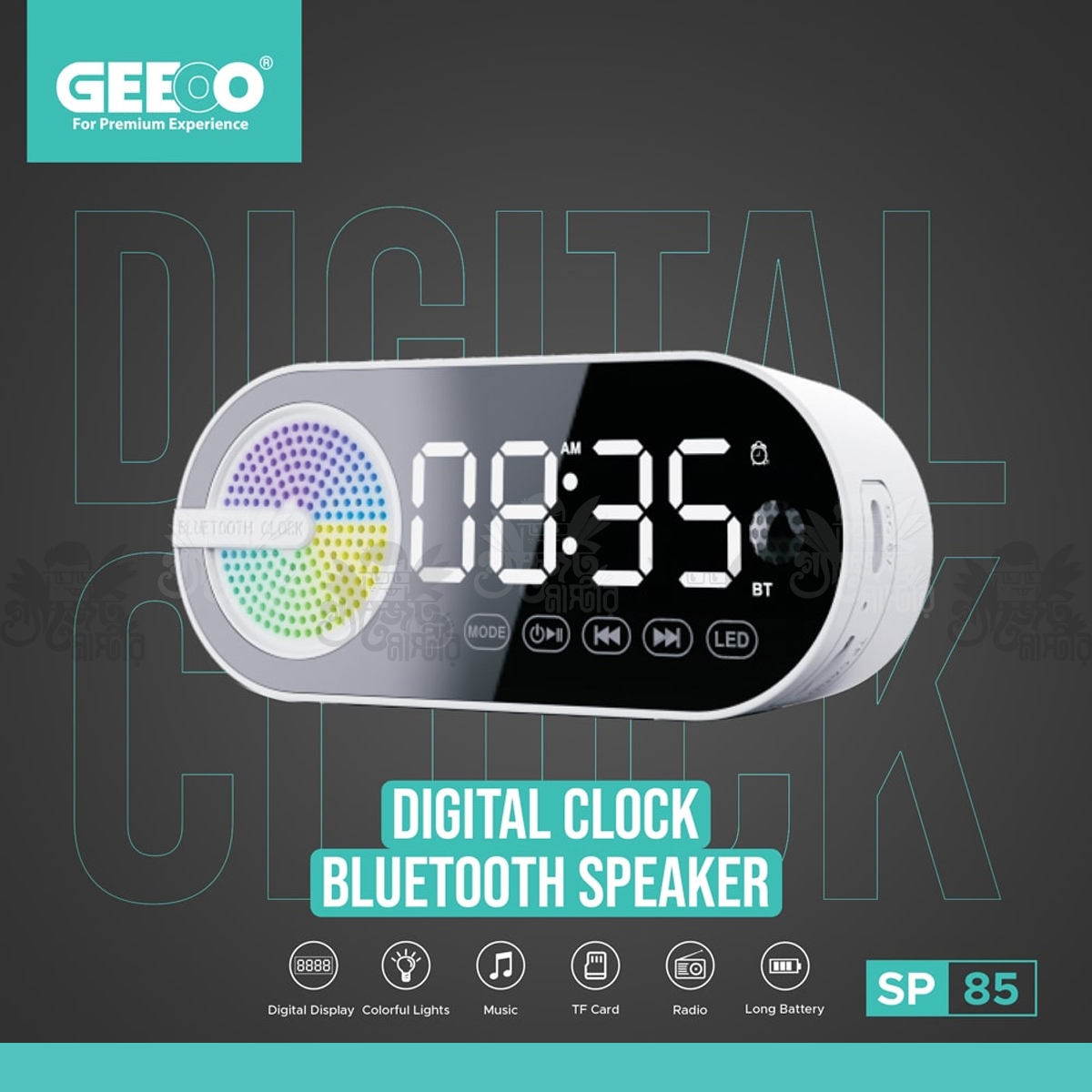GEEOO SP85 Digital Clock Bluetooth Speaker