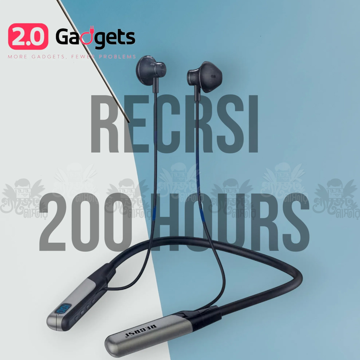 Recrsi wireless Neckband Bluetooth Earphone RE-NY060 চার্জিং ব্যাকআপ 200 ঘন্টা