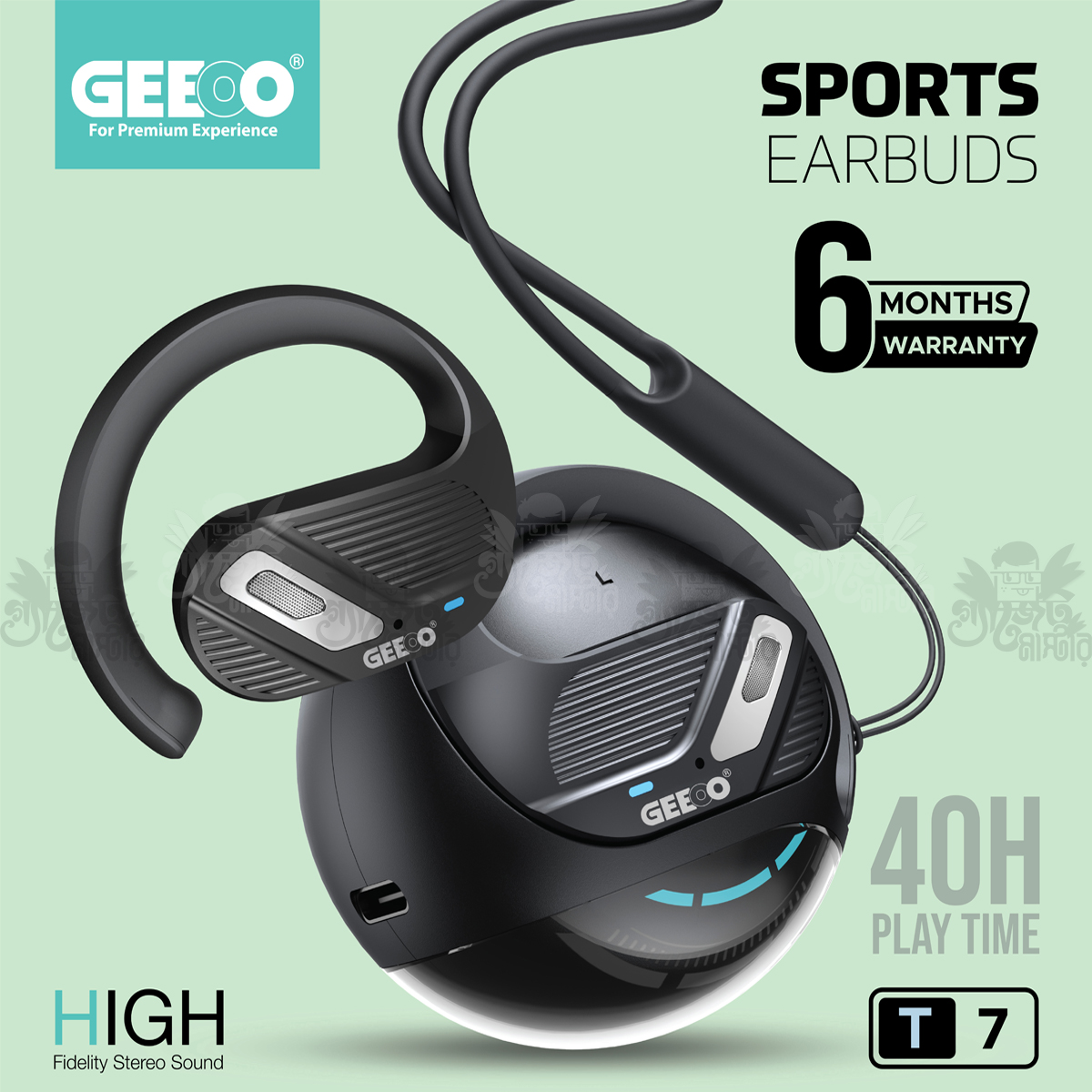 GEEOO T7 Fast Charging Sports Earbuds