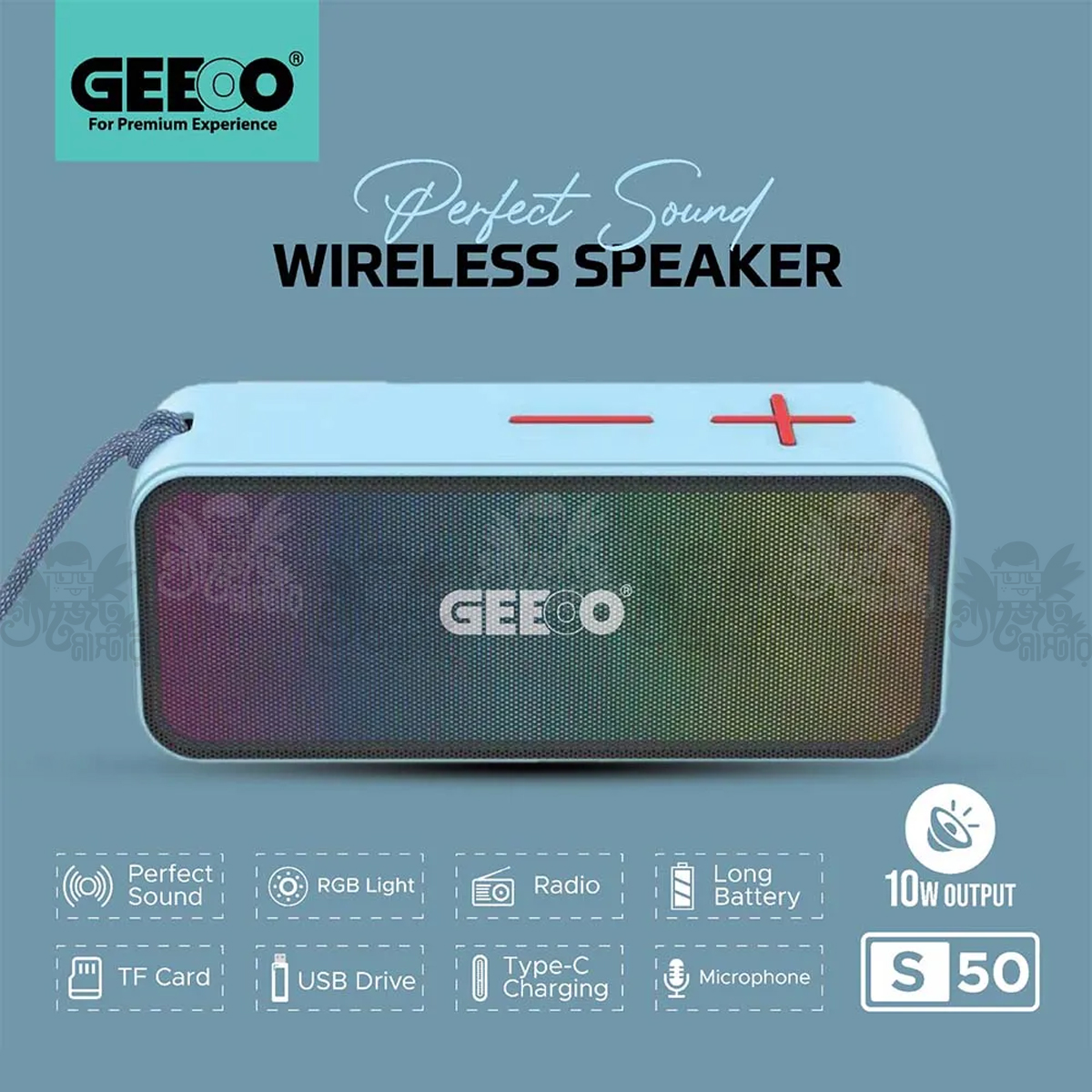 Geeoo S50 10 Watt Perfect Sound RGB Wireless Speaker