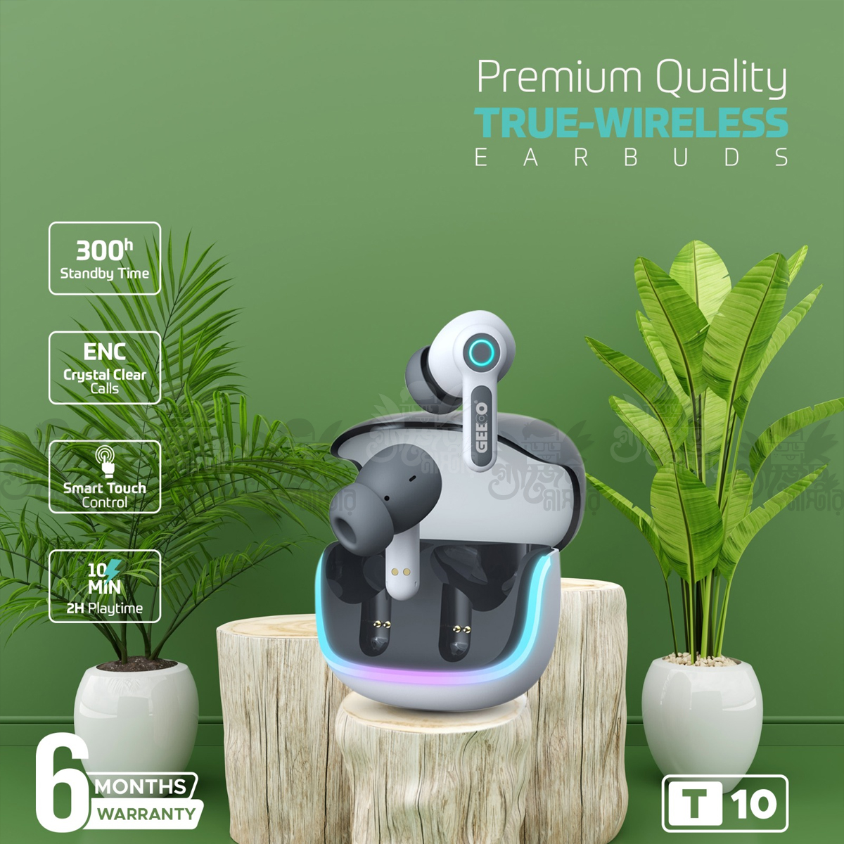 Geeoo T10 Fast Charging TWS with ENC Earbuds