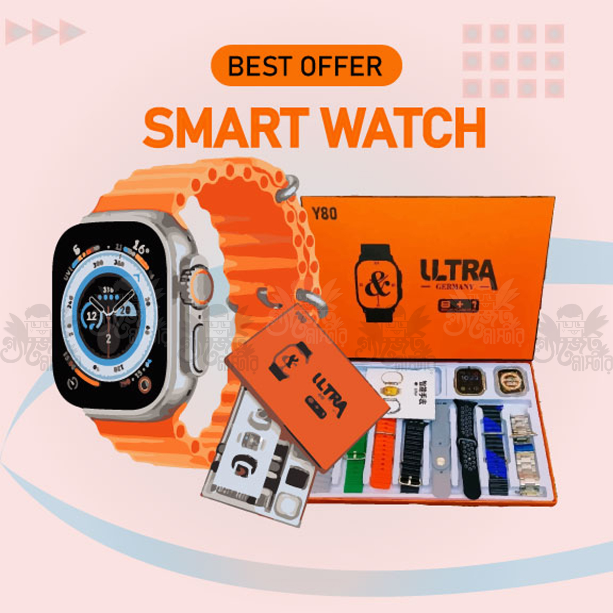 Y80 Ultra Smartwatch with 8 Strap