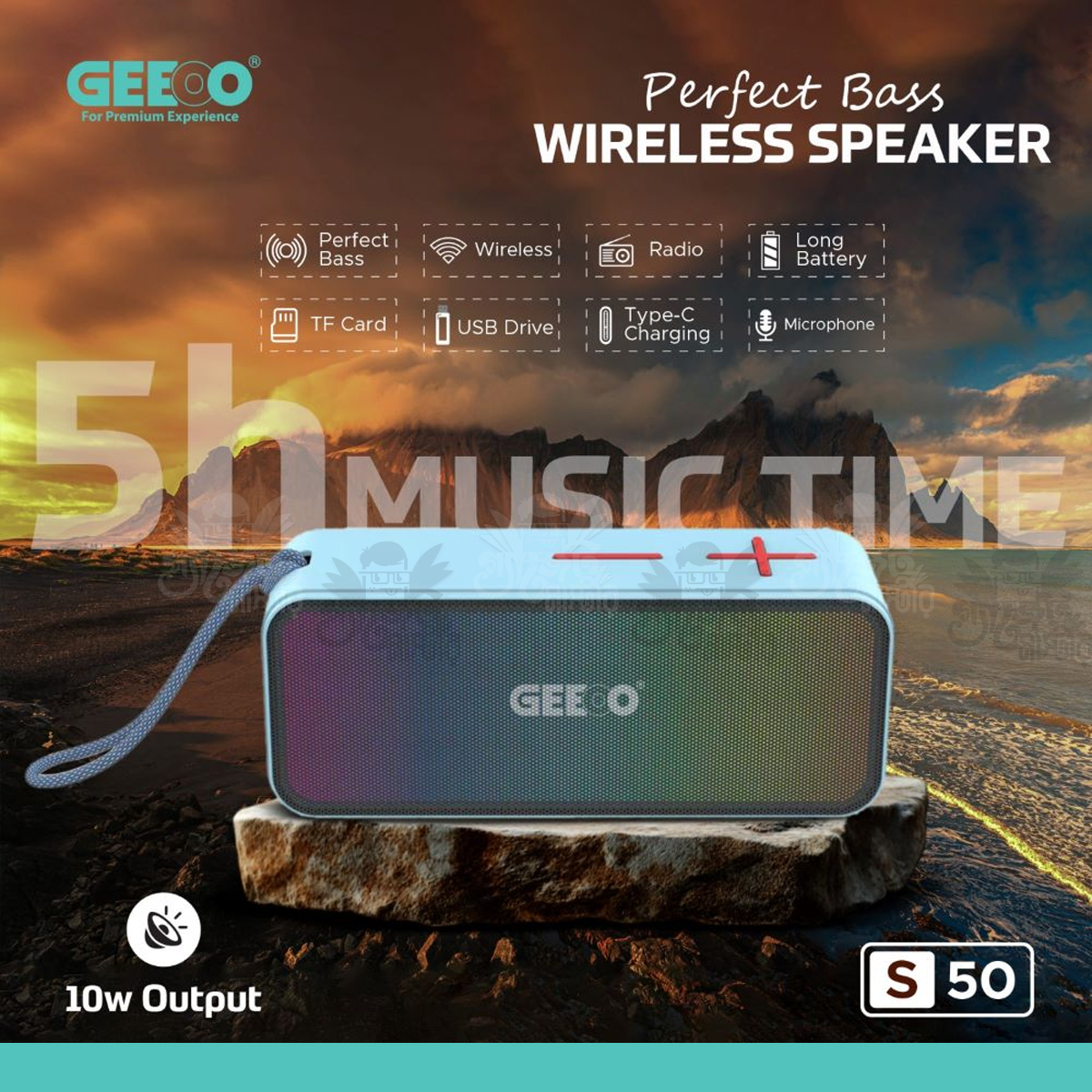 Geeoo S50 10 Watt Perfect Sound RGB Wireless Speaker