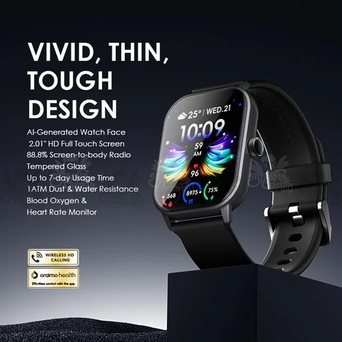 oraimo Watch 5 2.01 HD Panda Glass 1ATM Smart Watch